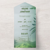 Blumentropischer Palmenbaum Grüner Strand Hochzeit All In One Einladung (Innen Boden)