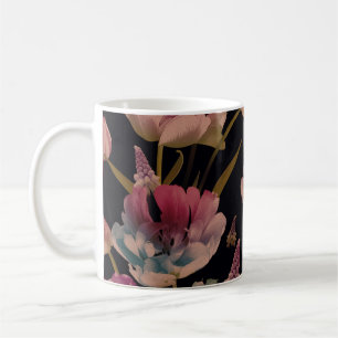 Blumentulpen, Muscari: nahtloses Vintage-Muster Kaffeetasse