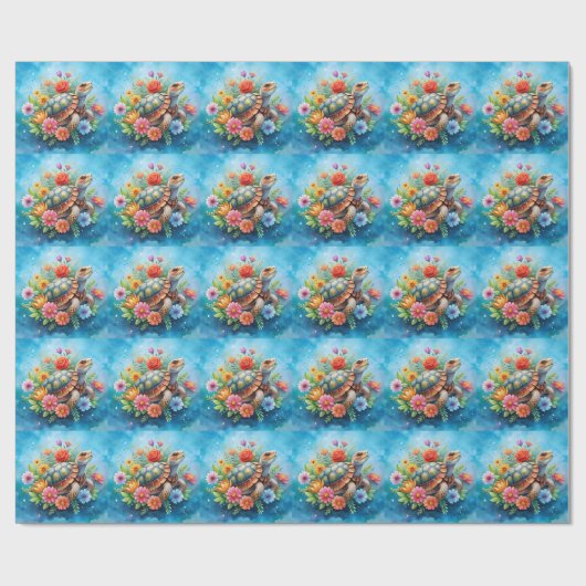 Blumenturtle Geschenkpapier (Flach)