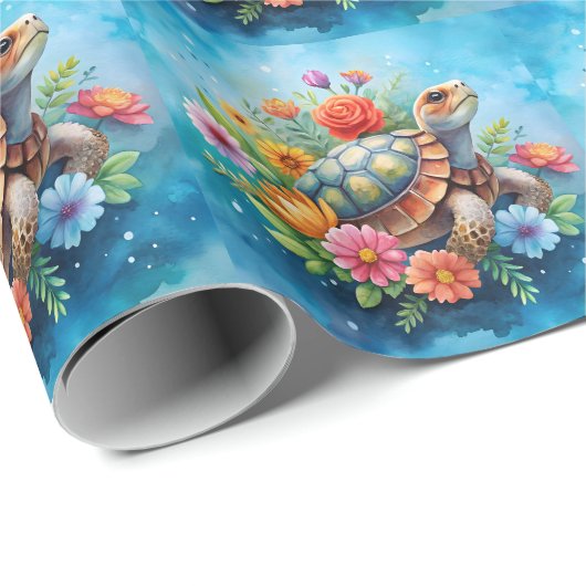 Blumenturtle Geschenkpapier (Rolleneckpunkt)