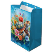 Blumenturtle Mittlere Geschenktüte (Rückseite Schrägansicht)