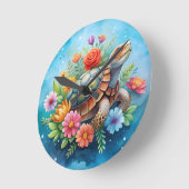 Blumenturtle Runde Wanduhr (Winkel)