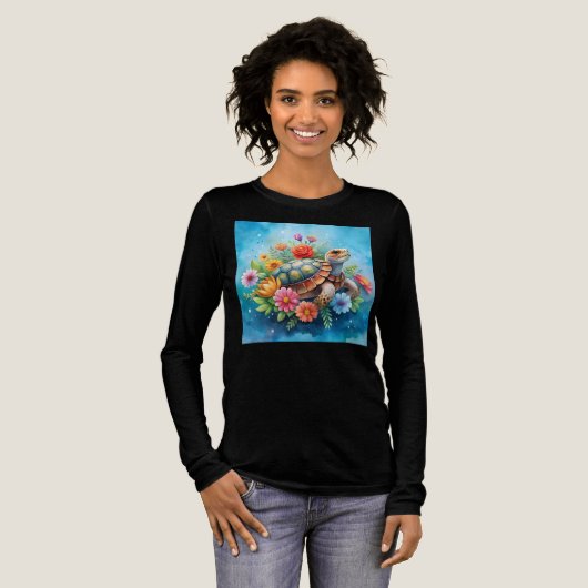 Blumenturtle Tri-Blend Shirt (Volle Vorderseite)