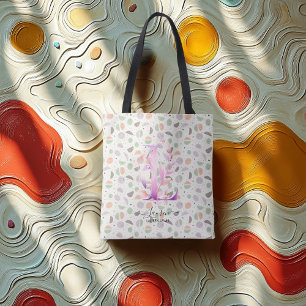 Blumentüte mit Boho-Pastellmuster und Anfangsbuchs Tasche