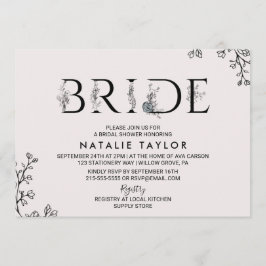 Blumentypografie-Brautparty Einladung