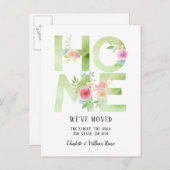 Blumentypografie, die wir auf Zuhause übertragen h Ankündigungspostkarte (Vorne/Hinten)