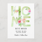 Blumentypografie, die wir auf Zuhause übertragen h Ankündigungspostkarte (Vorderseite)