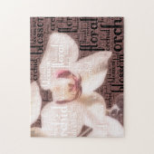 Blumentypografie Embedded White Orchid Foto Puzzle (Vertikal)