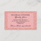 Blumentypografie Glitzer Pink Black Glam Salon Visitenkarte (Rückseite)