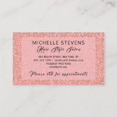 Blumentypografie Glitzer Pink Black Glam Salon Visitenkarte (Rückseite)