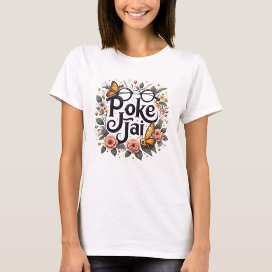 Blumentypografie mit Quirky Charm T-Shirt (Vorderseite)