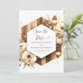 Blumentypografie Rustikale Hochzeit Save The Date (Stehend Vorderseite)