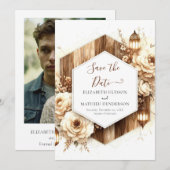 Blumentypografie Rustikale Hochzeit Save The Date (Vorne/Hinten)