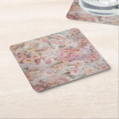 Blumentypographie der rustikalen eleganten rosa rechteckiger pappuntersetzer (angewinkelt)