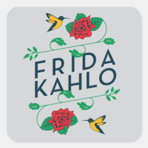 Blumentypographie Frida Kahlos   Quadratischer Aufkleber