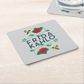 Blumentypographie Frida Kahlos | Rechteckiger Pappuntersetzer (angewinkelt)