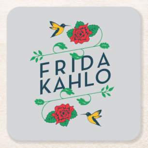 Blumentypographie Frida Kahlos Rechteckiger Pappuntersetzer