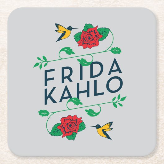 Blumentypographie Frida Kahlos | Rechteckiger Pappuntersetzer (Vorderseite)