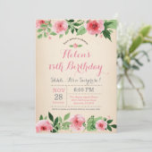 Blumenüberraschung 13. Geburtstag Einladung Rosa (Stehend Vorderseite)