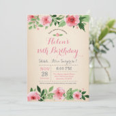 Blumenüberraschung 18. Geburtstag Einladung Pink (Stehend Vorderseite)