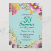 Blumenüberraschung 30. Geburtstag Einladung Aquama (Vorne/Hinten)