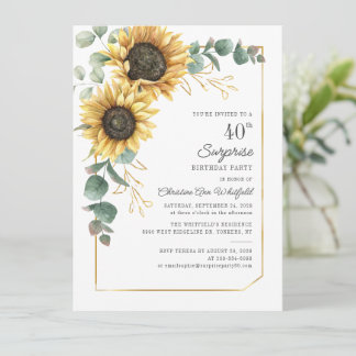 Blumenüberraschung 40. Geburtstag Sonnenblume Euka Einladung