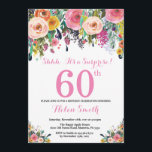 Blumenüberraschung 60. Geburtstag Einladung Pink<br><div class="desc">Blumenüberraschung 60. Geburtstag Einladung für Frauen. Aquarellfarbene Blume Rosa,  Gelb,  orange,  Lila Blume. Erwachsener zum Geburtstag. 30. 40. 50. 60. 70. 80. 90. 100. 13. 15. 16. 18. 20. Für weitere Anpassungen klicken Sie bitte auf die Schaltfläche "Anpassen" und verwenden Sie unser Designwerkzeug,  um diese Vorlage zu ändern.</div>