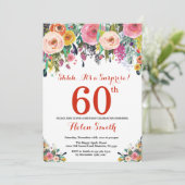 Blumenüberraschung 60. Geburtstag Einladung Rot (Stehend Vorderseite)