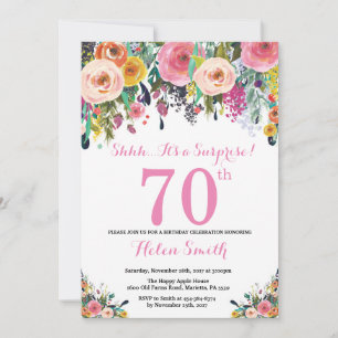 Blumenüberraschung 70. Geburtstag Einladung Pink