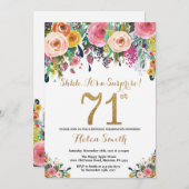 Blumenüberraschung 71. Geburtstag Einladung Gold (Vorne/Hinten)