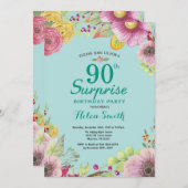 Blumenüberraschung 90. Geburtstag Einladung Aquama (Vorne/Hinten)