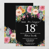 Blumenüberraschung zum 18. Geburtstag Einladung (Vorne/Hinten)