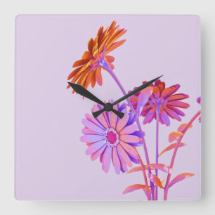 Blumenuhr an der Wand Quadratische Wanduhr