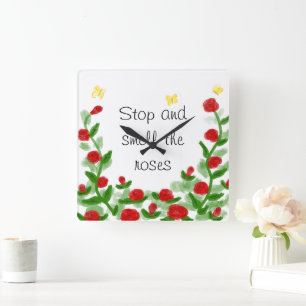 Blumenuhr für die Wand Quadratische Wanduhr