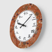 Blumenuhr für japanische oder chinesische Schriftz Große Wanduhr (Winkel)