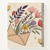 Blumenumschlag mit Frühlingsblumen und Schmetterli Notizblock (Rückseite)