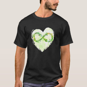 Blumenunendlichkeitssymbol mit grüner Aquarellabde T-Shirt