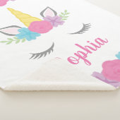 Blumenunicorn-Gesicht personalisiert Sherpadecke (3/4)