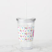 Blumenunicorn-Gesichts-personalisiertes Monogramm Acryltrinkbecher (Vorderseite)