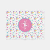 Blumenunicorn-Gesichts-personalisiertes Monogramm Fleecedecke (Vorderseite (Horizontal))