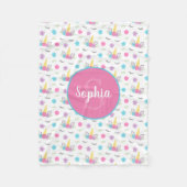 Blumenunicorn-Gesichts-personalisiertes Monogramm Fleecedecke (Vorderseite)