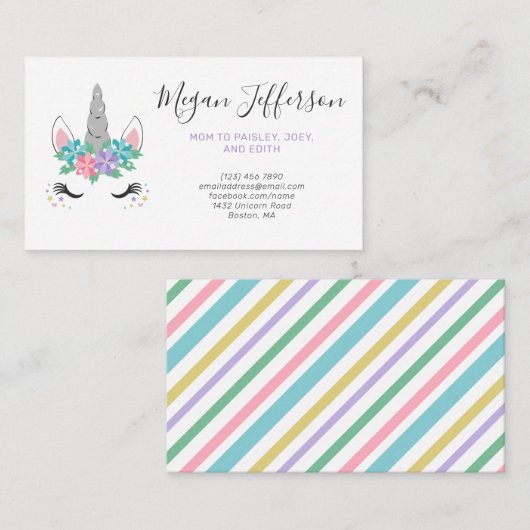 Blumenunicorn-Mama-nennende Karte (Vorne/Hinten)