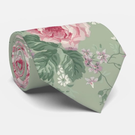 BlumenunisexKrawatte der Vintagen rosa Rosen Krawatte (Gerollt)