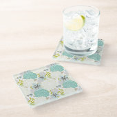 Blumenuntergrund Glasuntersetzer (Schrägansicht)