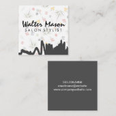 Blumenuntergrund | Gray Scribble Quadratische Visitenkarte (Vorne/Hinten)