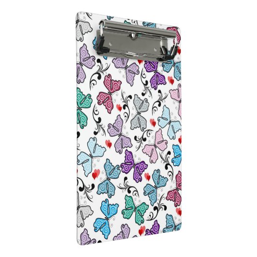 BlumenValentinsgruß-Muster Mini Klemmbrett (Schrägansicht)