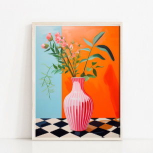 Blumenvase Kunst Druck, Abstrakter Stillleben Ölge Poster