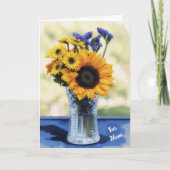 Blumenvase Kunst Sonnenblume Muttertag Karte (Vorderseite)