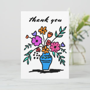 Blumenvase Lose Verspielte Skizze Farbige Feste St Dankeskarte