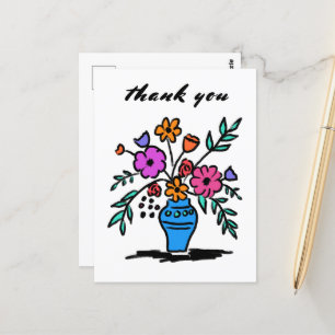 Blumenvase Lose Whimsische Skizze Farbige Kühne Postkarte
